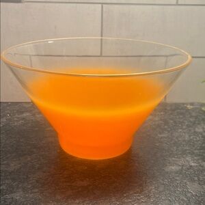 10.5 x6 Blendo VINTAGE MCM Vibrant Orange Glass Bowl. GREAT CONDITION
